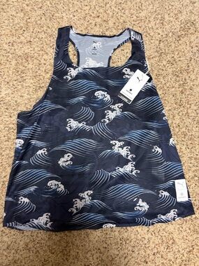 Puma x Saysky Navy Wave-Print Racerback Tank